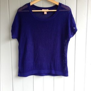 Short sleeve open knit sweater